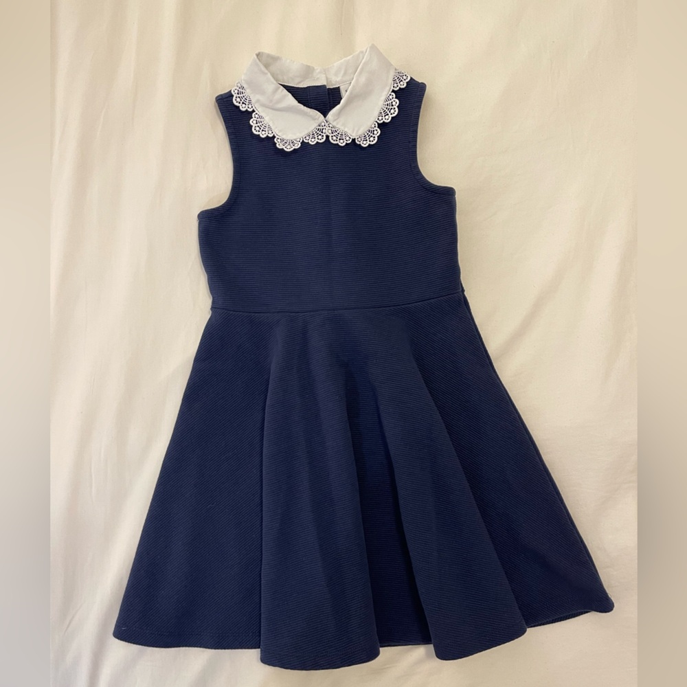 Janie and Jack girls size 6 navy and lace dress